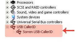 کالر آیدی سورن - Sorren USB CallerID - اضافه شدن دستگاه به لیست دستگاه های usb متصل به کامپیوتر با عنوان خاص سورن